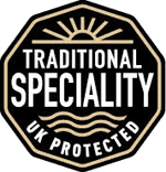 The scheme logo is a black stamp with the words Traditional Speciality UK Protected